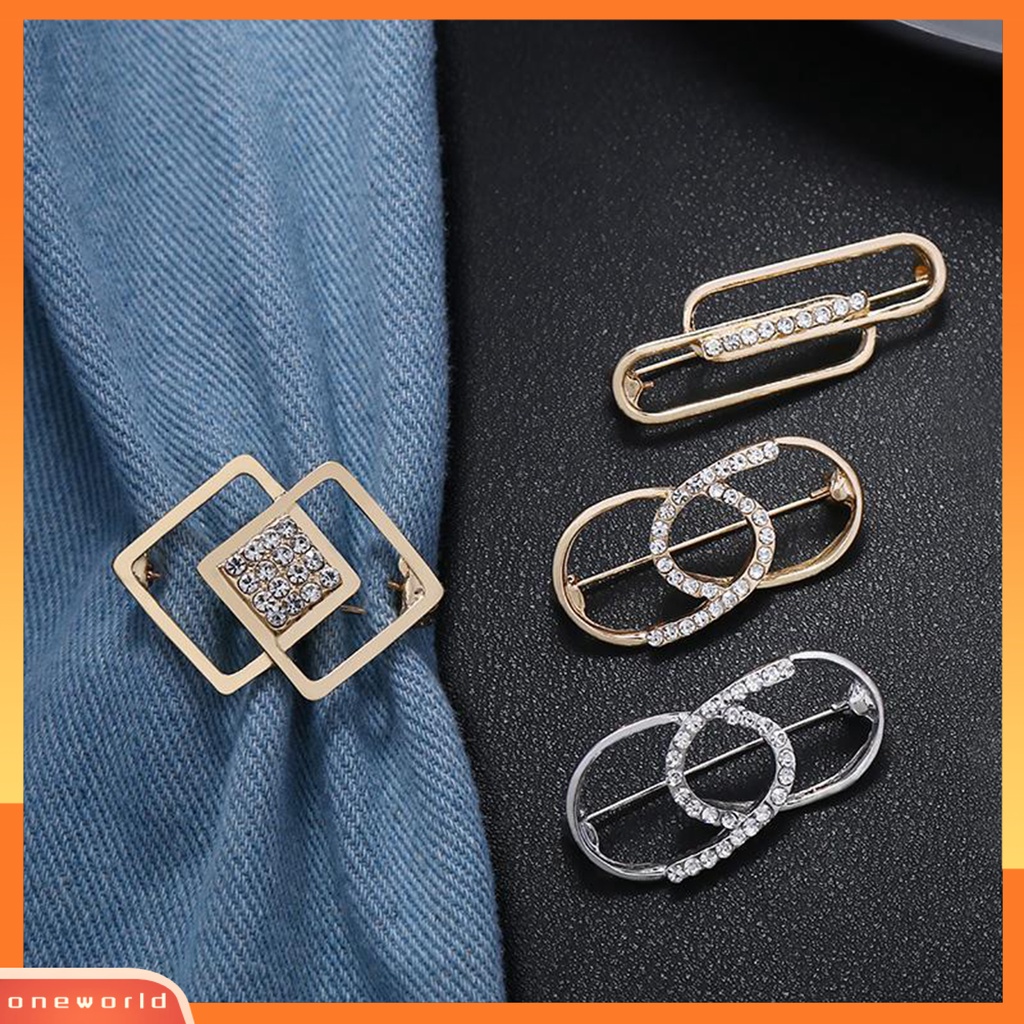 [ONE] Bros Pin Sparkling Bentuk Geometris Tahan Karat Tahan Korosi Mempesona Efek Visual Alloy Shiny Waist Pin Brooch Hiasan Pakaian Untuk Wanita