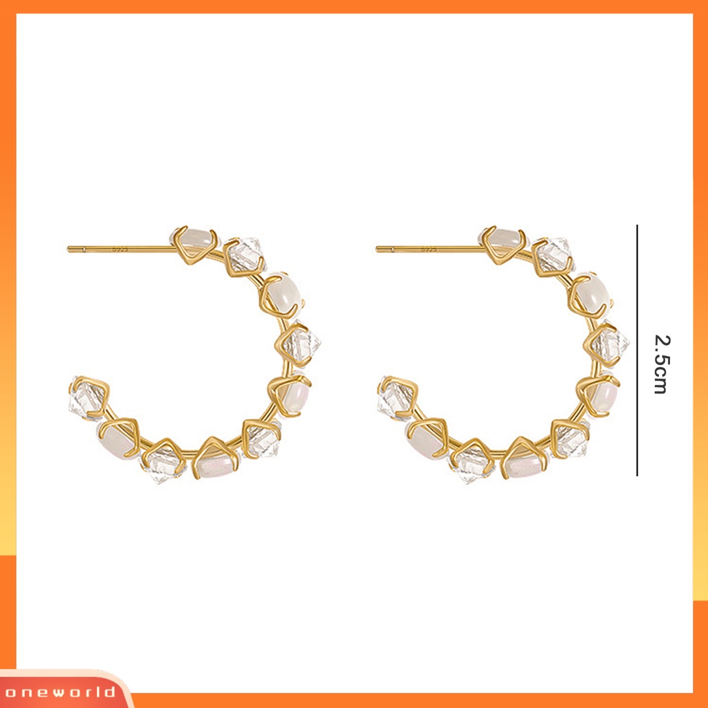 [ONE] 1pasang Anting Wanita Korea Fashion Cubic Zirconia Hoop Earrings Desain Geometri Unik Untuk Wanita Aksesoris Pesta