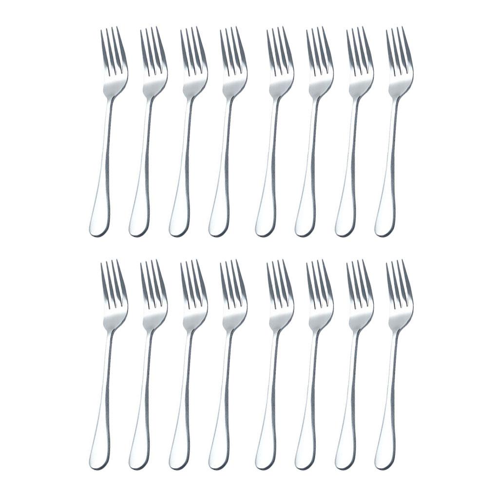 16pcs Garpu Makan Kue Teh Stainless Steel Silverware Fork Spoon Mirror Safe Tableware Kitchen Untuk Restoran