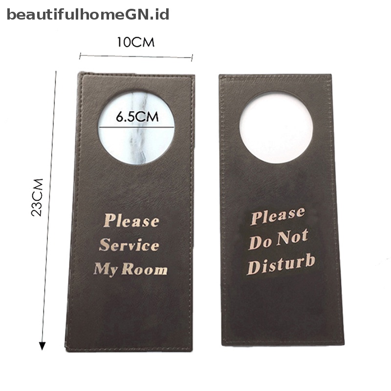 {Cantik} Pu Leather Tanda Pintu Dua Sisi Label Pembersih Kamar Tag Pintu Gantungan Knob Pintu~