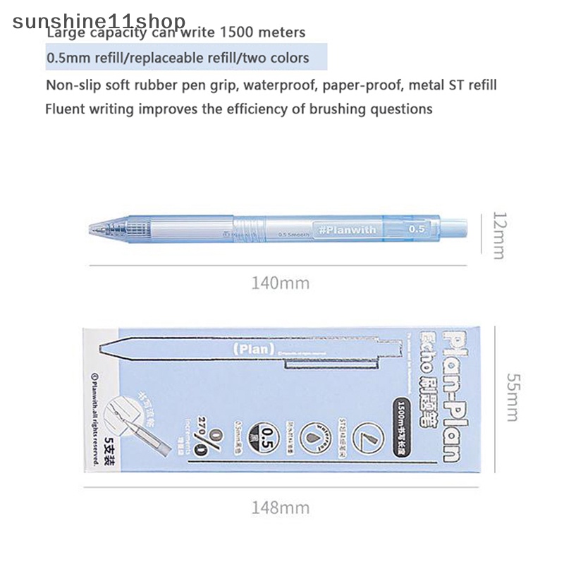 Sho 1set Sederhana Tekan Netral Brush Pen Tanya 0.5 Ujian Khusus Bernilai Tinggi Ins Cepat Kering Halus Siswa Alat Tulis Perlengkapan Sekolah N