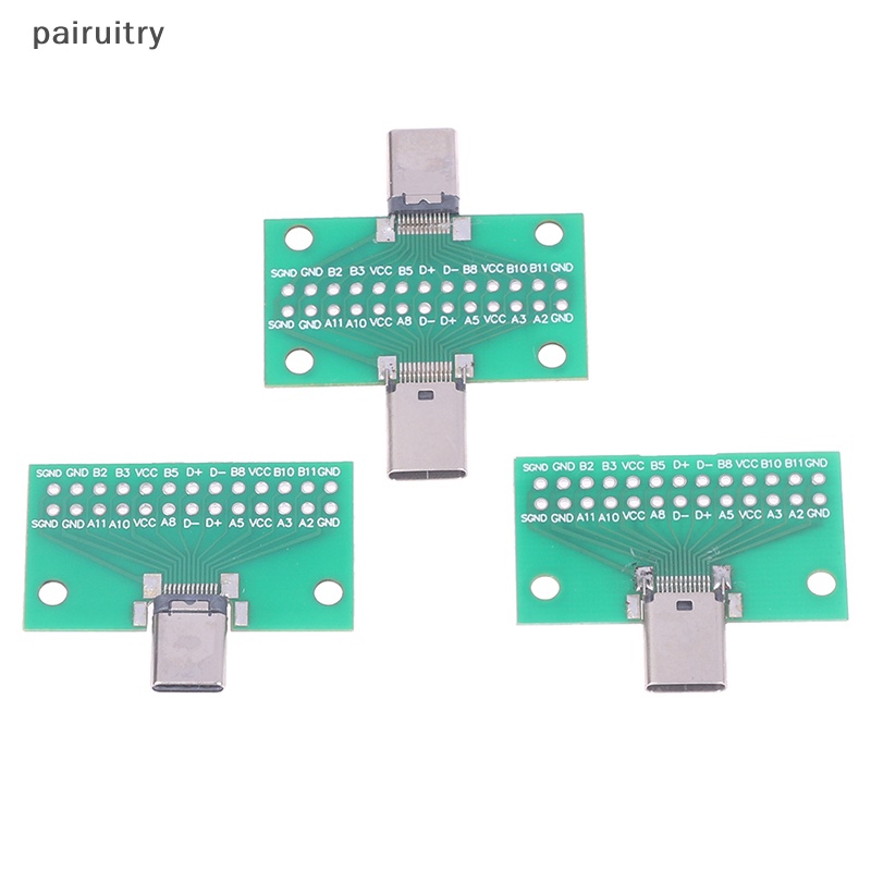 Prt USB3.1 Type-C Male Female Test PCB Board Adapter Tipe C 24P 2.54mm Konektor Untuk Jalur Data Transfer Penyisipan Dua Sisi PRT