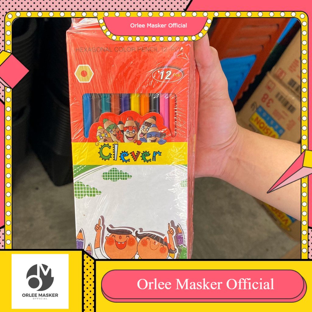 PENSIL WARNA CLEVER BESAR (12 PCS PANJANG)