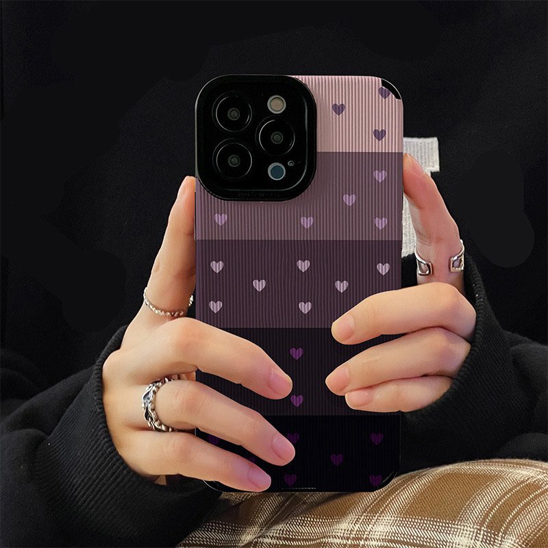 Lamb Skin Pretty Purple Love Soft Case IPhone 6S 7 Plus 8 Plus X XS XR XS Max 11 13 12 14 PRO Max 14 Plus 12 13 mINI SE Phone Case Girl Women's Fashion