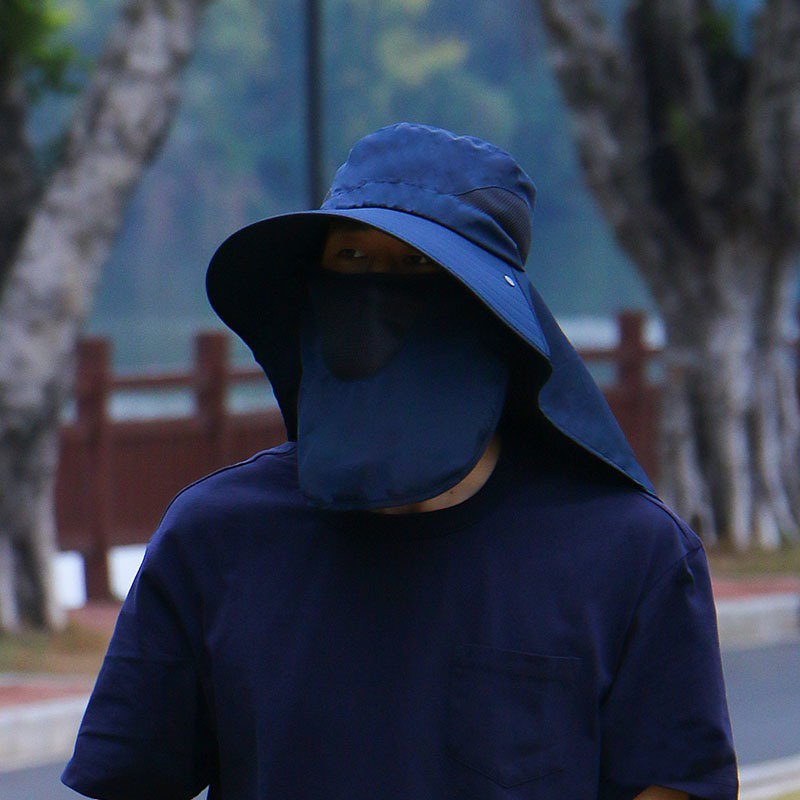 Masker Tabir Surya Pria Musim Panas Sunshade Fisherman Hat