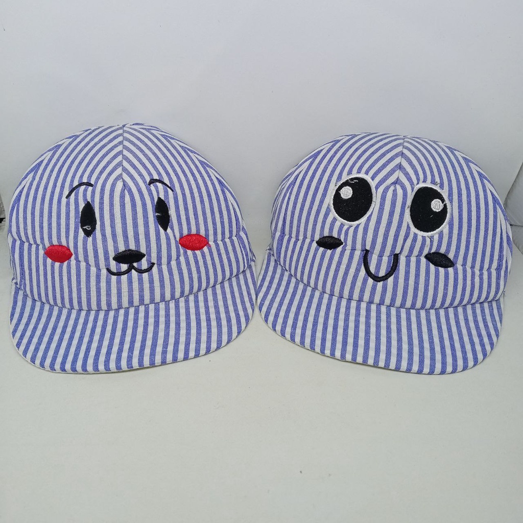 TOPI SALUR BAYI LAKI-LAKI &amp; PEREMPUAN MOTIF GARIS STRIPE DAN KARAKTER HEWAN