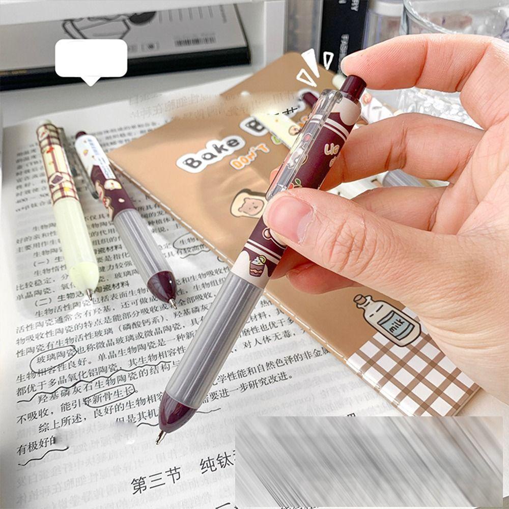 Lanfy Peach Press Gel Pen Set 6pcs /Set Siswa Sekolah Tahan Lama Tinta Hitam Anak Bolpoin