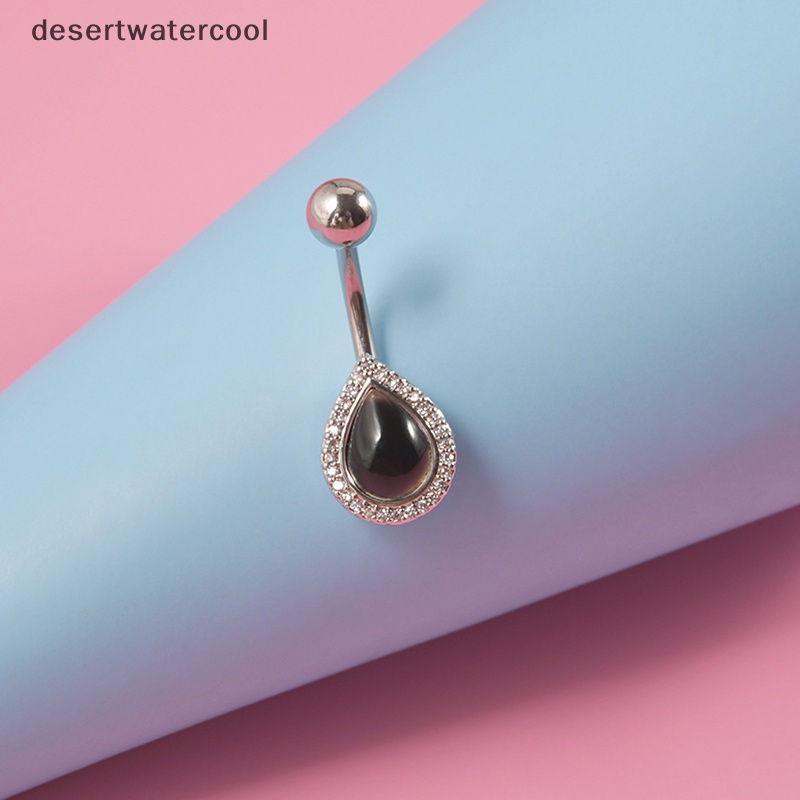 Deid2023fashion Sexy Belly Button Nail Body Jewelry Berubah Warna Tetesan Air Liontin Kristal Belly Button Rings Untuk Wanita Perempuan Martijn