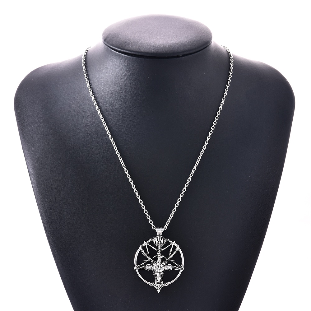 Vintage Pan Dewa Tengkorak Liontin Gothic Kalung Pria Fashion Pentagram Kepala Kambing Unisex Keberuntungan Alloy Necklaces Jewelry