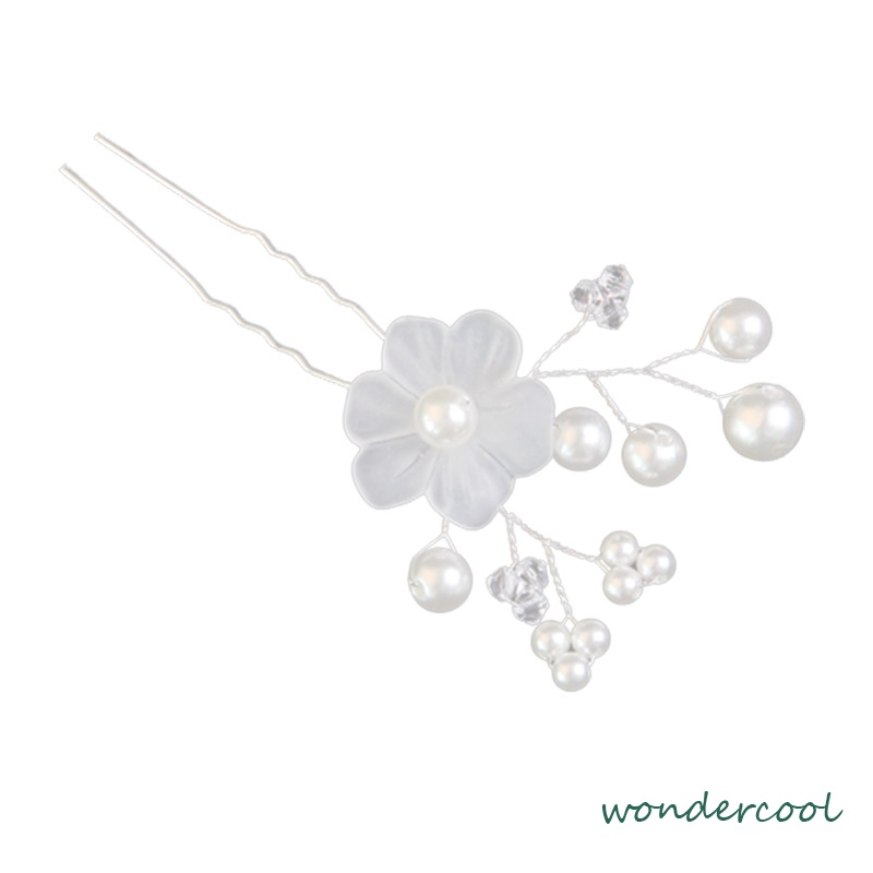 Hairpin Hairpiece Aksesoris Hiasan Rambut Pesta Set Mutiara Bunga-Won