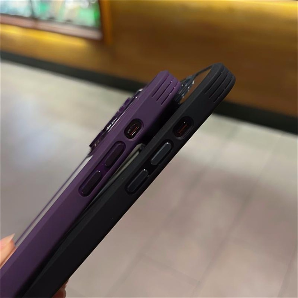Casing Lensa Perlindungan Kamera Mewah iPhone 14 Pro Max14 Plus case iPhone 12 13 Pro Max Wireless Charging Magnetic Ring Shock Protection Transparan Hard Back Cover