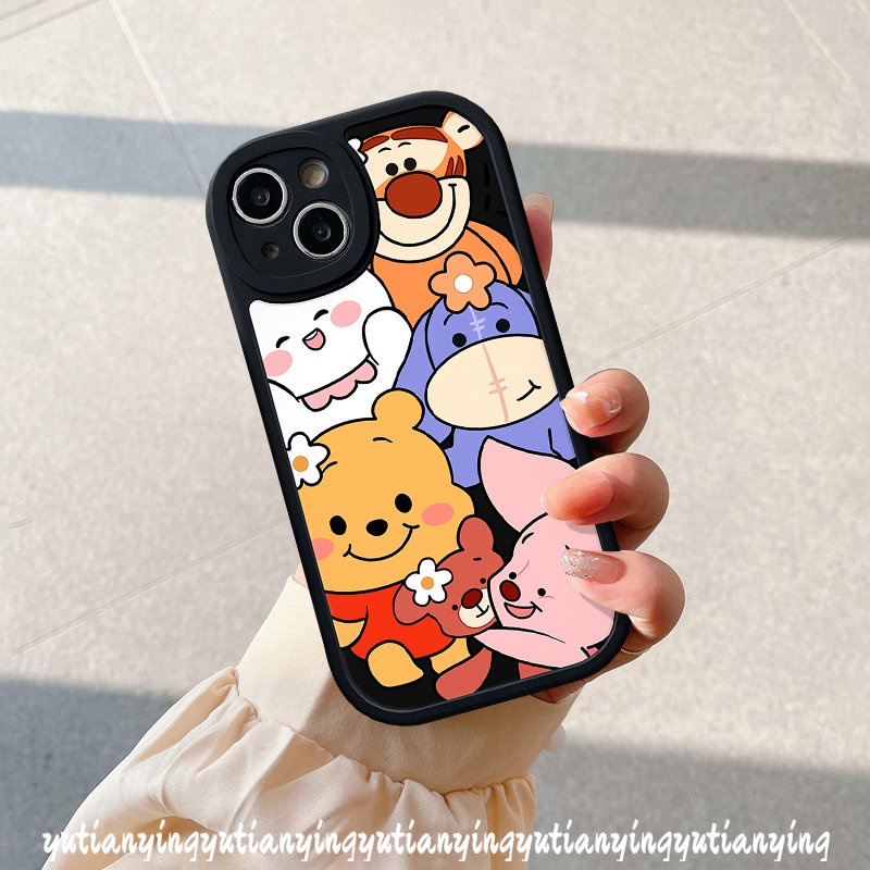 IPHONE Lovely Disney Friends Case Untuk Iphone11 7Plus XR 7 8 6 6s Plus X XS 13 14 12 Pro MAX XS MAX SE 2020kartun Winnie the Pooh Tigger Piglet Beruang Strawberry Lucu Manyo Soft Cover