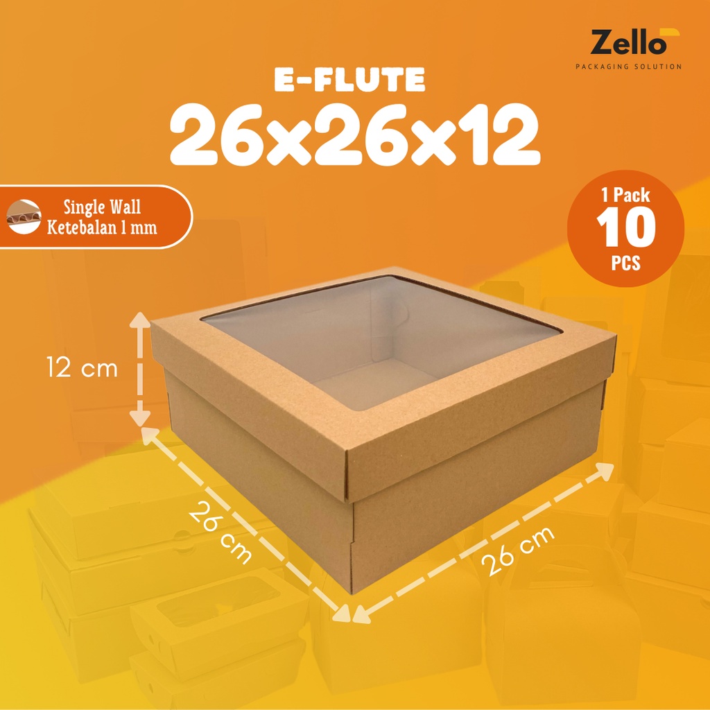 

E-FLUTE Kotak Kue Tart Kemasan Cake Chiffon Box Kado Hampers 26x26x12 cm