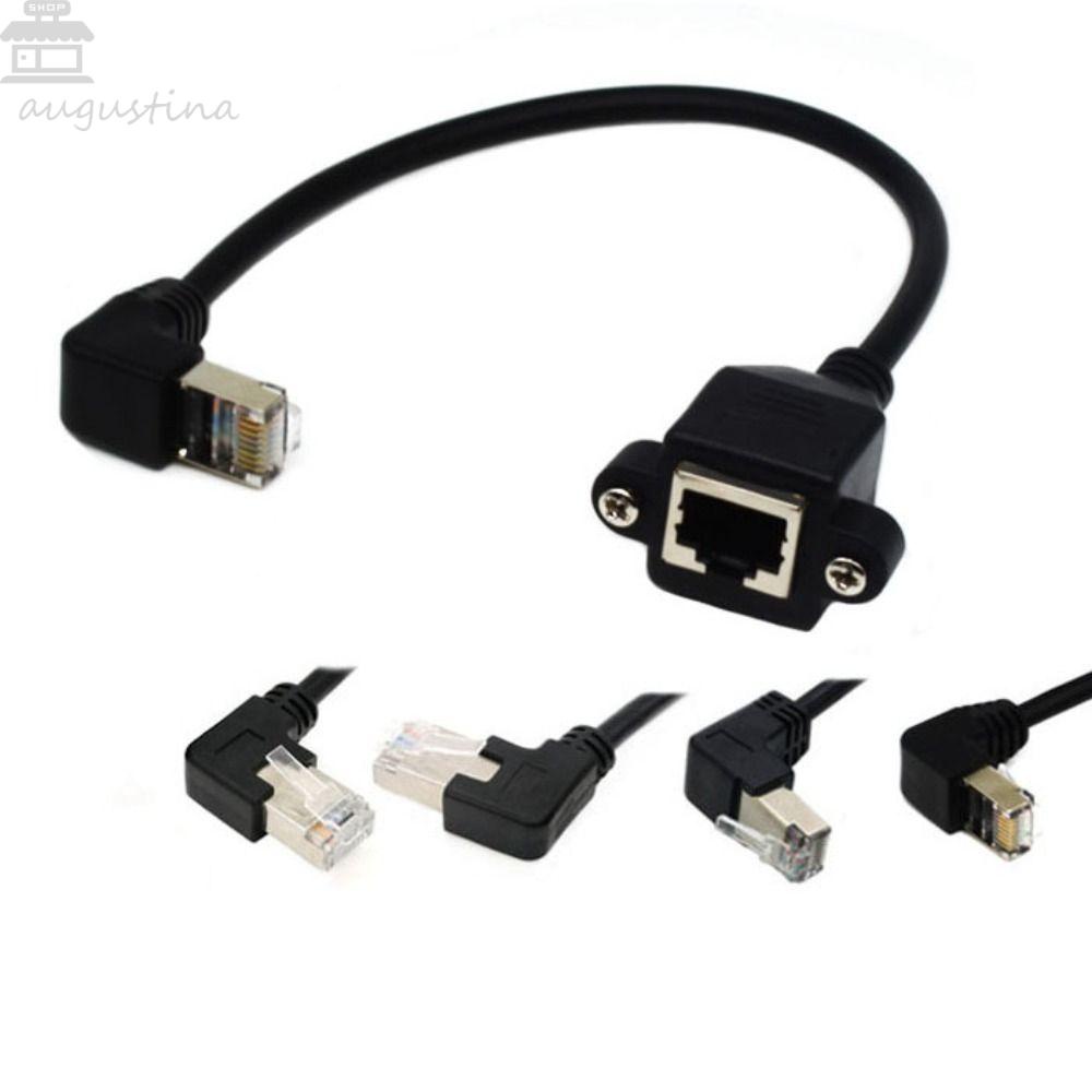 Kabel RJ45 Agustina Seratus Megabyte Multiple Angles With Screw Hole 90derajat LAN Network 8Pin Screw Panel RJ45 Network Wire