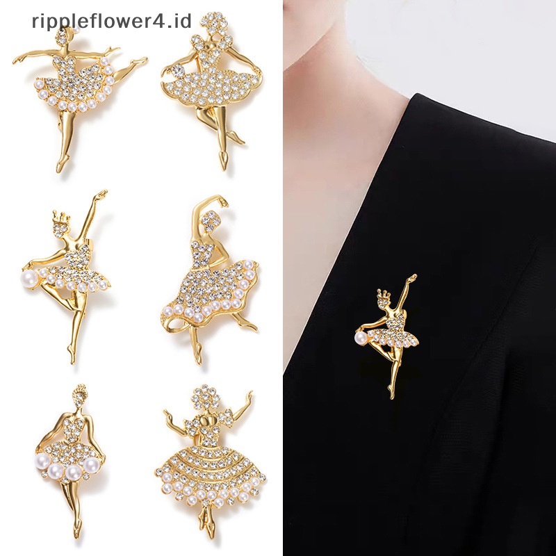 {rippleflower4.id} Fashion Berlian Imitasi Lucu Menari Gadis Bros Kristal Balet Dancer Bros Pin Untuk Wanita Pernikahan Korsase Aksesoris Perhiasan Hadiah~