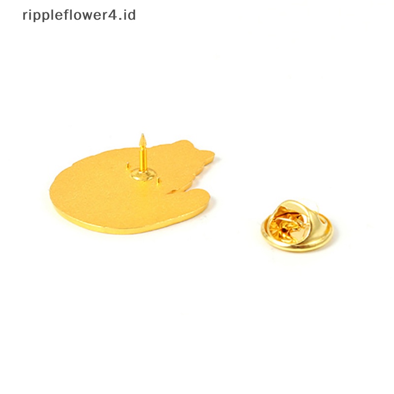 {rippleflower4.id} Hitam Punk Enamel Kucing Elk Koi Beruntung Gagang Bros Lencana Perhiasan Topi Kerah Pin~