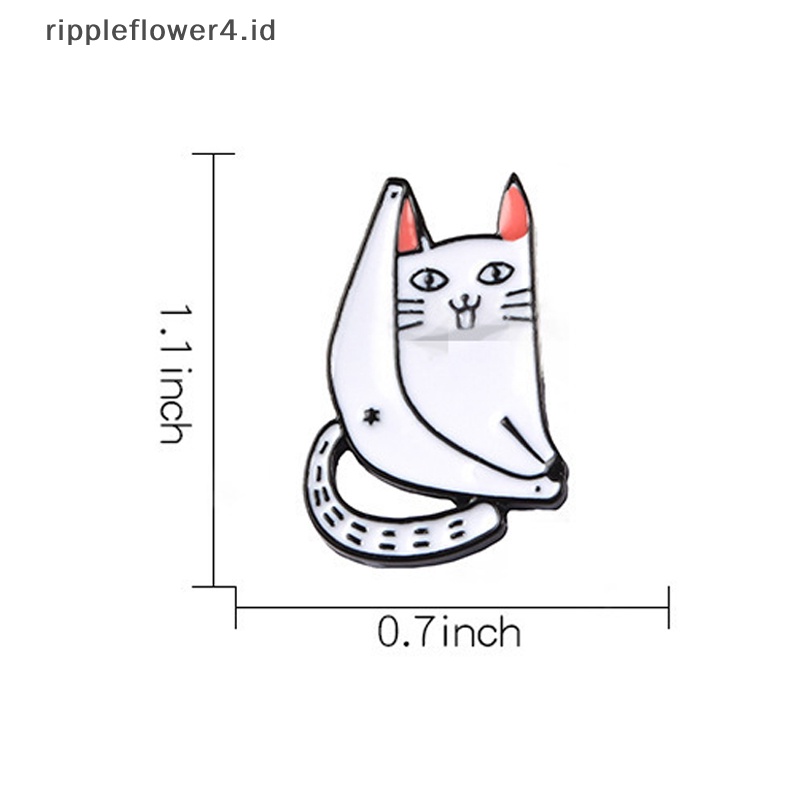 {rippleflower4.id} Fashion Enamel Kartun Kucing Pin Bros Jaket Kerah Lencana Perhiasan Hadiah~