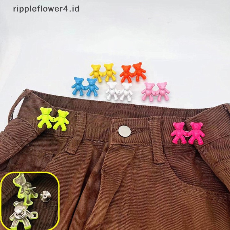 {rippleflower4.id} 2pcs Bear Detachable Metal Buttons Snap Fastener Pants Pin Tombol Ditarik Jahitan-Gesper Bebas Jeans Cocok Sangat Mengurangi Pinggang~