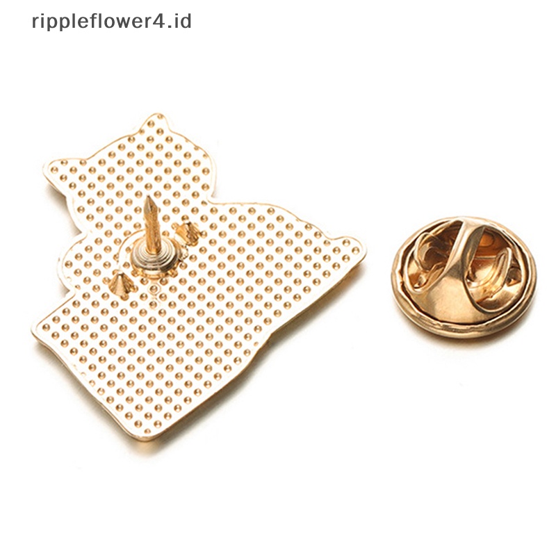 {rippleflower4.id} Pin Enamel Kucing Lucu Hitam Putih Kitten Badge Bros Wanita Ransel Pesta Perhiasan Aksesori Hadiah~