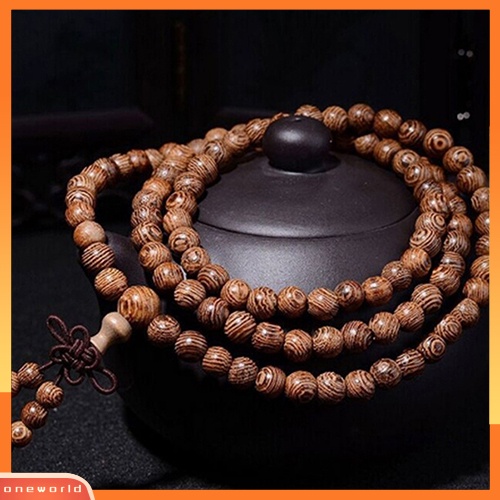 [WOD] Wanita Pria 8mm Manik Kayu Doa Buddha Mala Kalung Gelang Hadiah Perhiasan