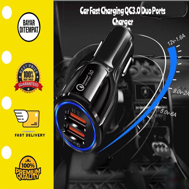 Charger Adaptor Adepter Mobil 2 Port Fast Charging 3.1 Pengisi Daya Mobil 2 Port 5V 3.1A Charger USB PD Pengisi Daya Kompatibel