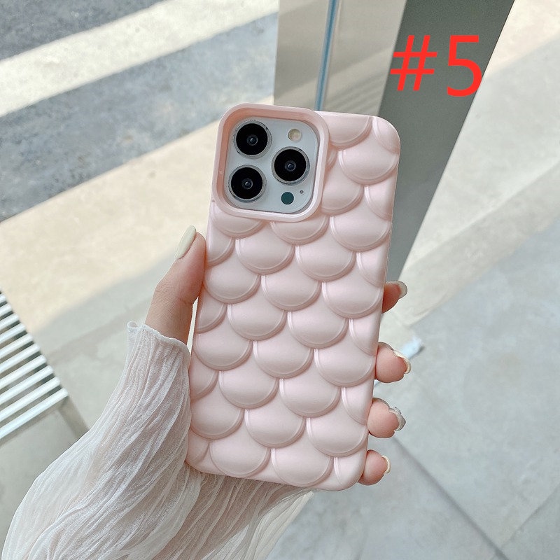 Fashion！Scale Style Mermaid Soft Silicon Case iP iPhone 12 13 14 Pro Max 11 FTD 7Colors Casing Apple