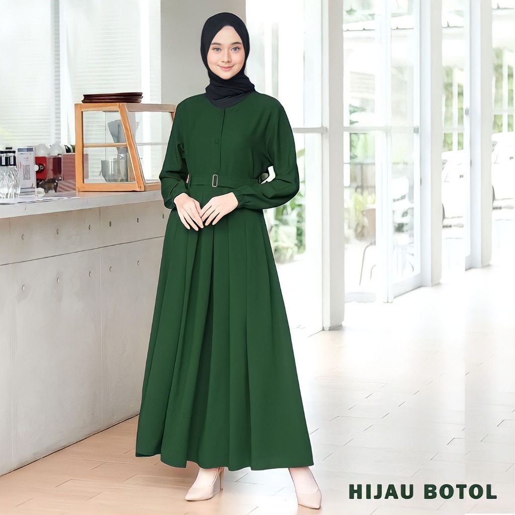 Gamis Monna Dress Sandira Belt Busui Friendly Syar'i Muslimah Jumbo Terbaru Itycrepe Premium-7