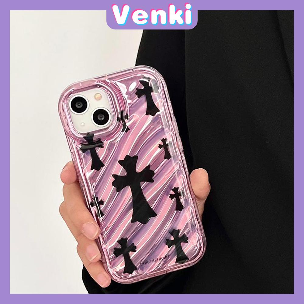 VENKI - Untuk iPhone 11 iPhone Case Laser Reflektif Bening Phone Case TPU Lembut Shockproof Airbag Ponsel Case Sederhana Cro Heart Kompatibel dengan iPhone 14 13 Pro max 12 Pro Max XR XR 7 8