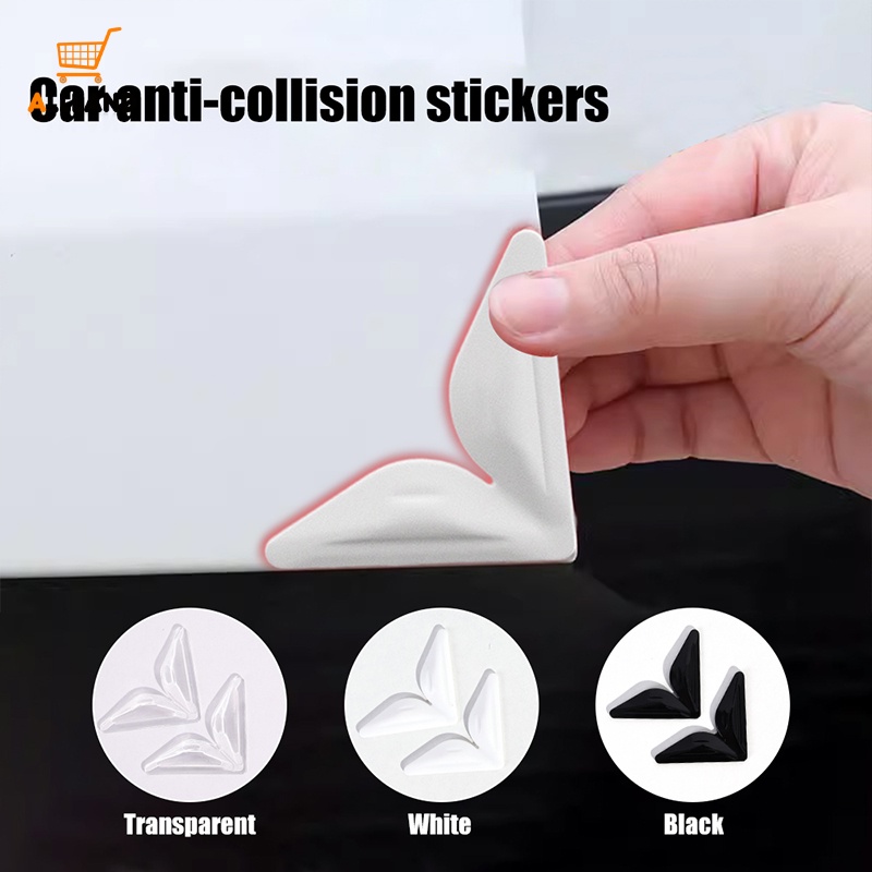 2pcs/set Stiker Perekat Diri Pintu Mobil Portabel Anti Tabrak/ Soft PU Otomotif Anti Gores Segitiga Tempel/ Pad Anti-Gosok Kendaraan Universal