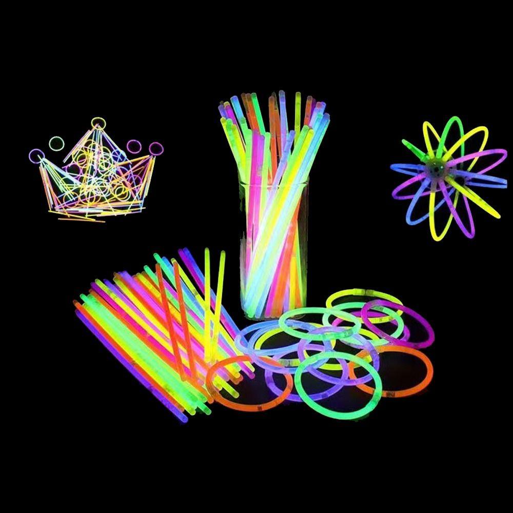 100 Pcs Glow Stik Ulang Tahun Halloween 8&quot; Glow Kalung Dan Gelang Perlengkapan Pesta Menyala 8warna