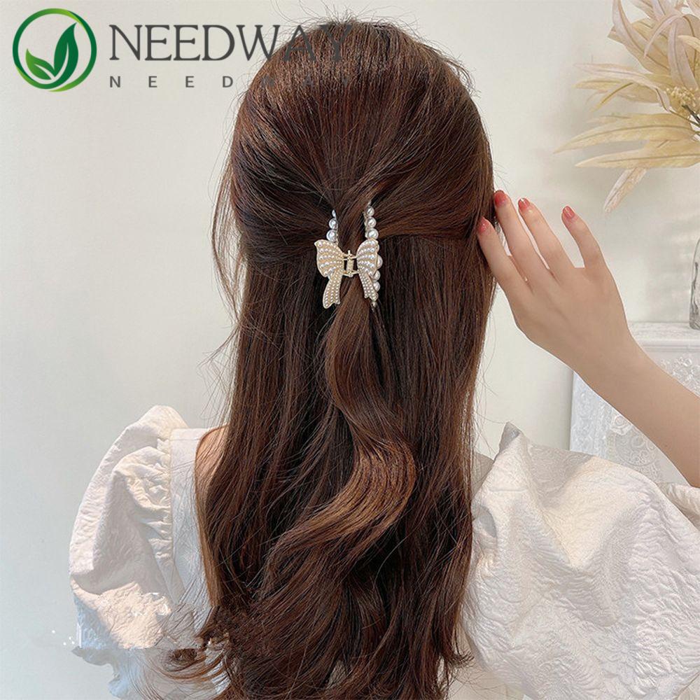 Needway   Wanita Cakar Rambut Hiasan Kepala Elegan Hollow Untuk Perempuan Klip Rambut Alloy Ponytail Holder