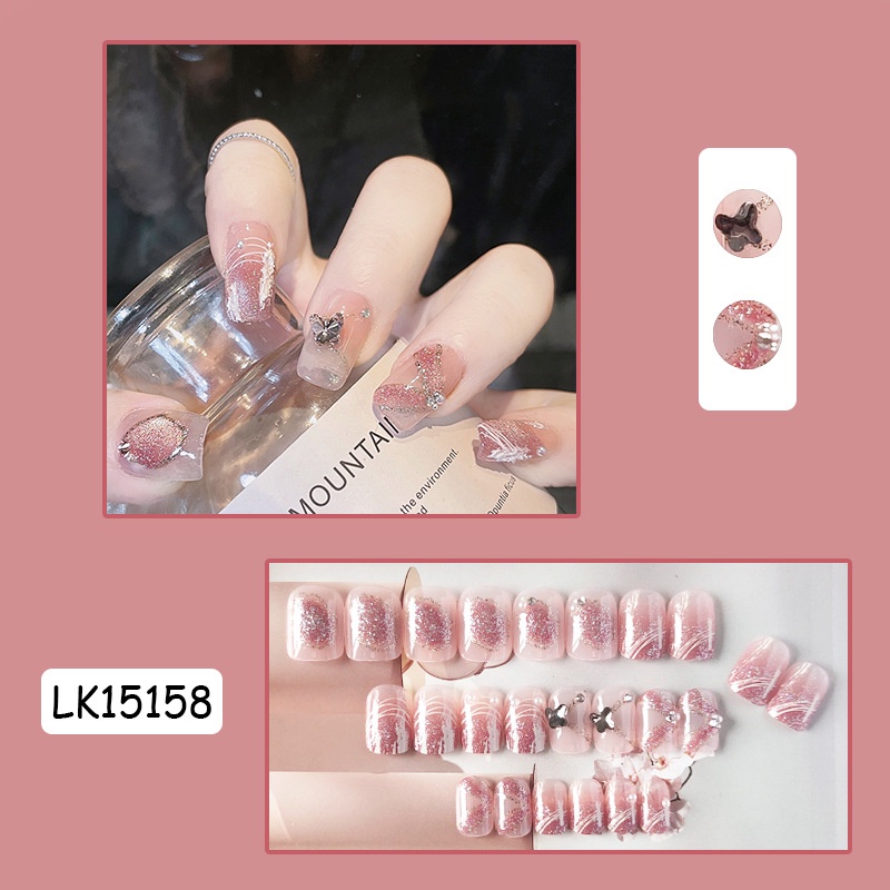 Lk15158 24Pcs DIY Kuku Palsu French Cool Finger Nail Art Stiker Kuku Palsu