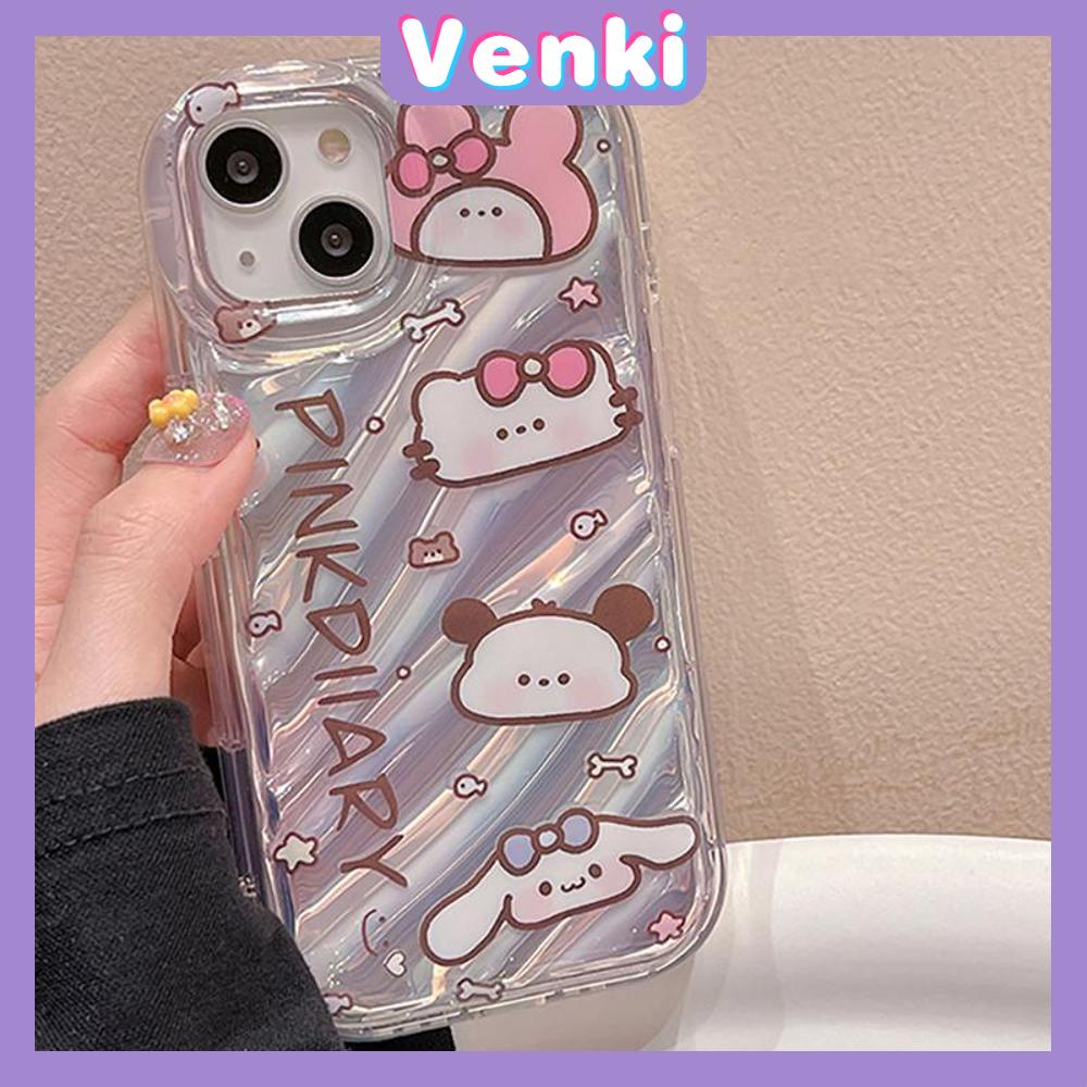 VENKI - Untuk iPhone 11 iPhone Case Laser Reflektif Bening Ponsel Case TPU Lembut Shockproof Airbag Case Lucu Kartun Kucing Kompatibel dengan iPhone 14 13 Pro max 12 Pro Max XR XR 7 8Plus