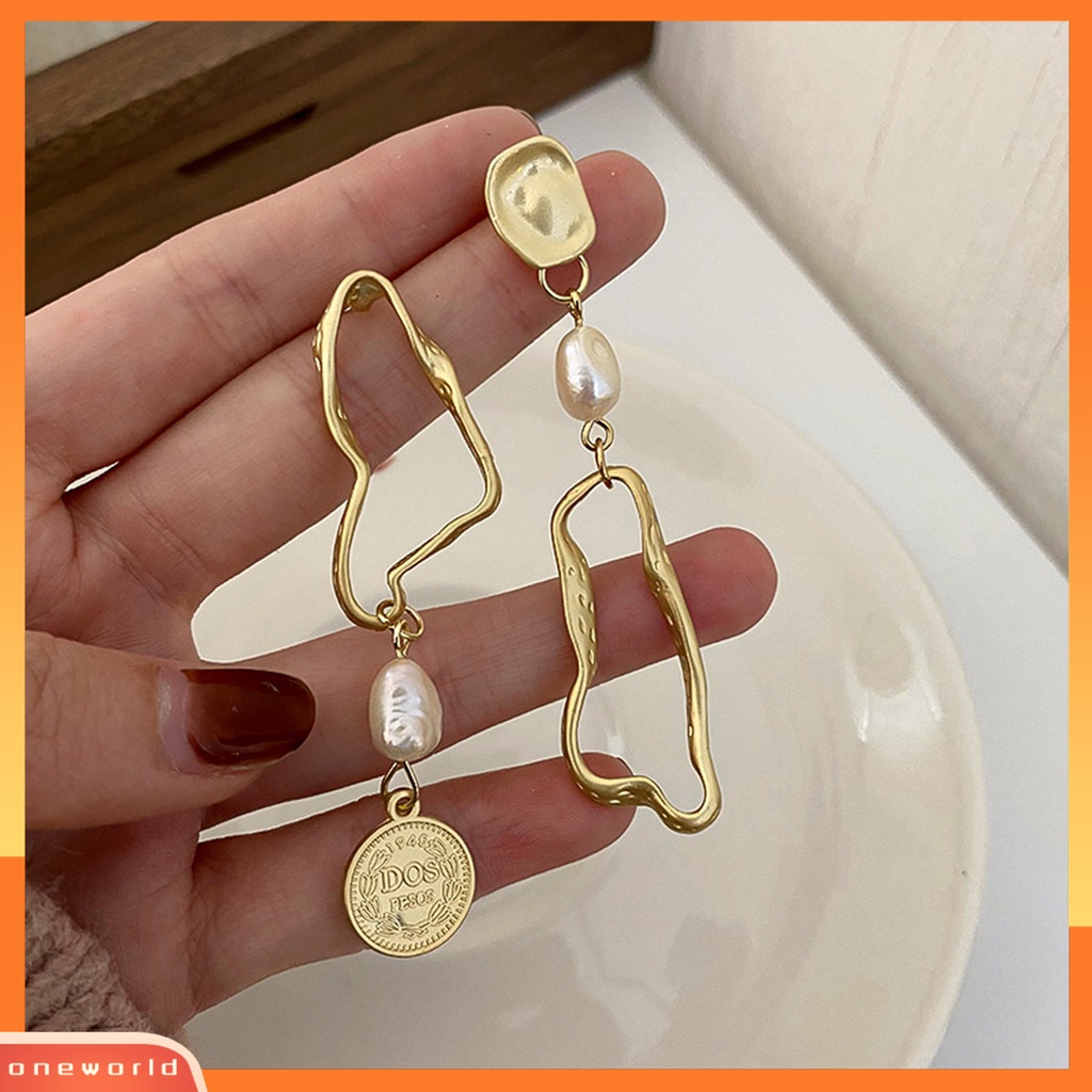 [WOD] 1pasang Anting Menjuntai Temperamen Hias Tidak Teratur Menarik Semua Pertandingan Perhiasan Hadiah Mutiara Imitasi Dekorasi Wanita Figure Wajah Bulat Liontin Drop Earrings Untuk Pacaran