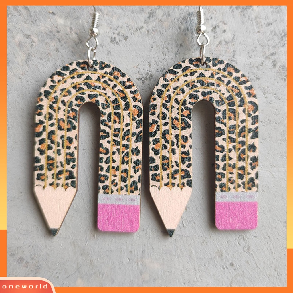 [WOD] 1pasang Anting Fashion Bentuk Pensil Menawan Kreatif Dekorasi Leopard Wanita Fashion Earrings Untuk Outdoor