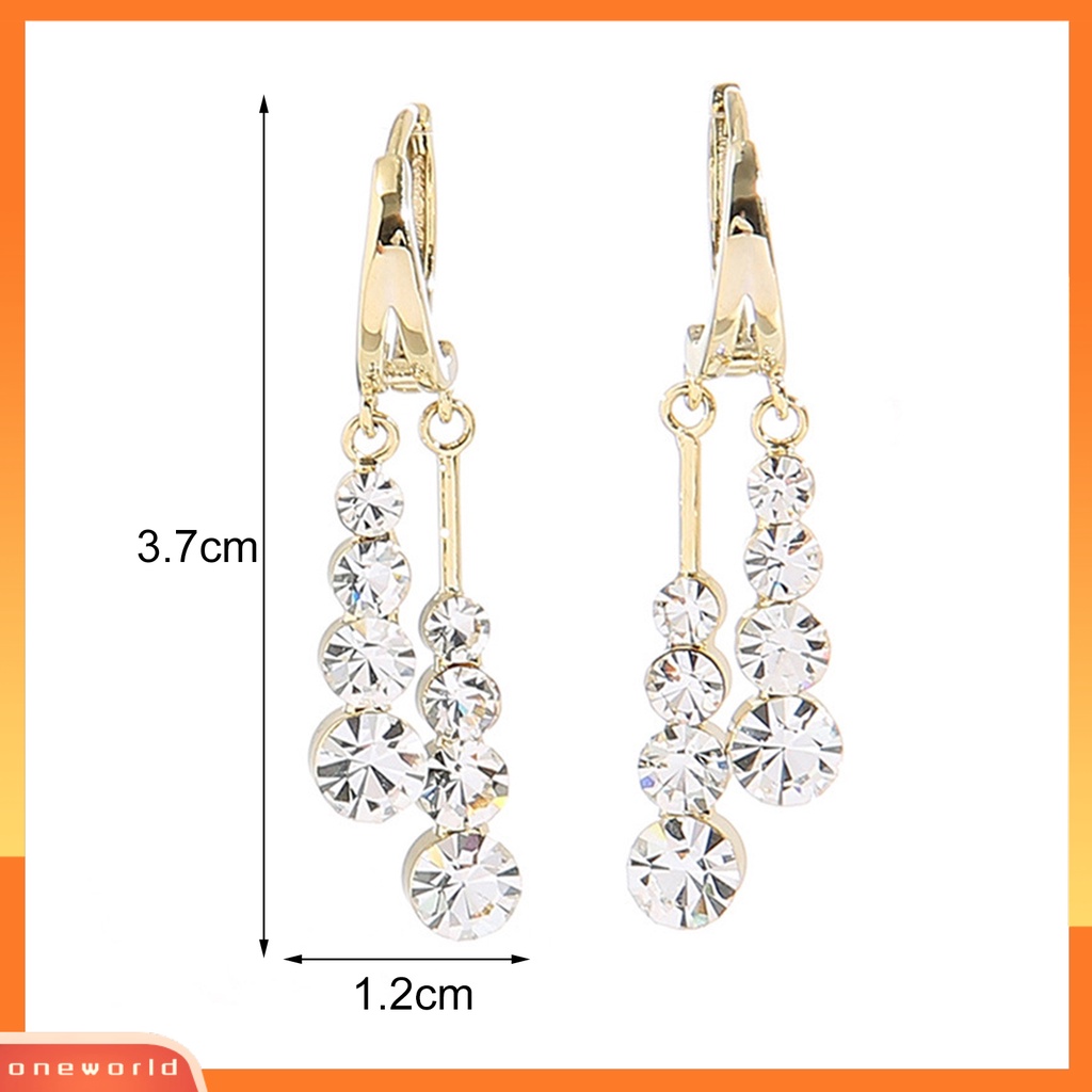 [WOD] 1pasang Wanita Drop Earrings Fashion Geometris Pengerjaan Halus Desain Mewah Ringan Alloy Berlian Imitasi Tidak Alergi Earrings Untuk Prom