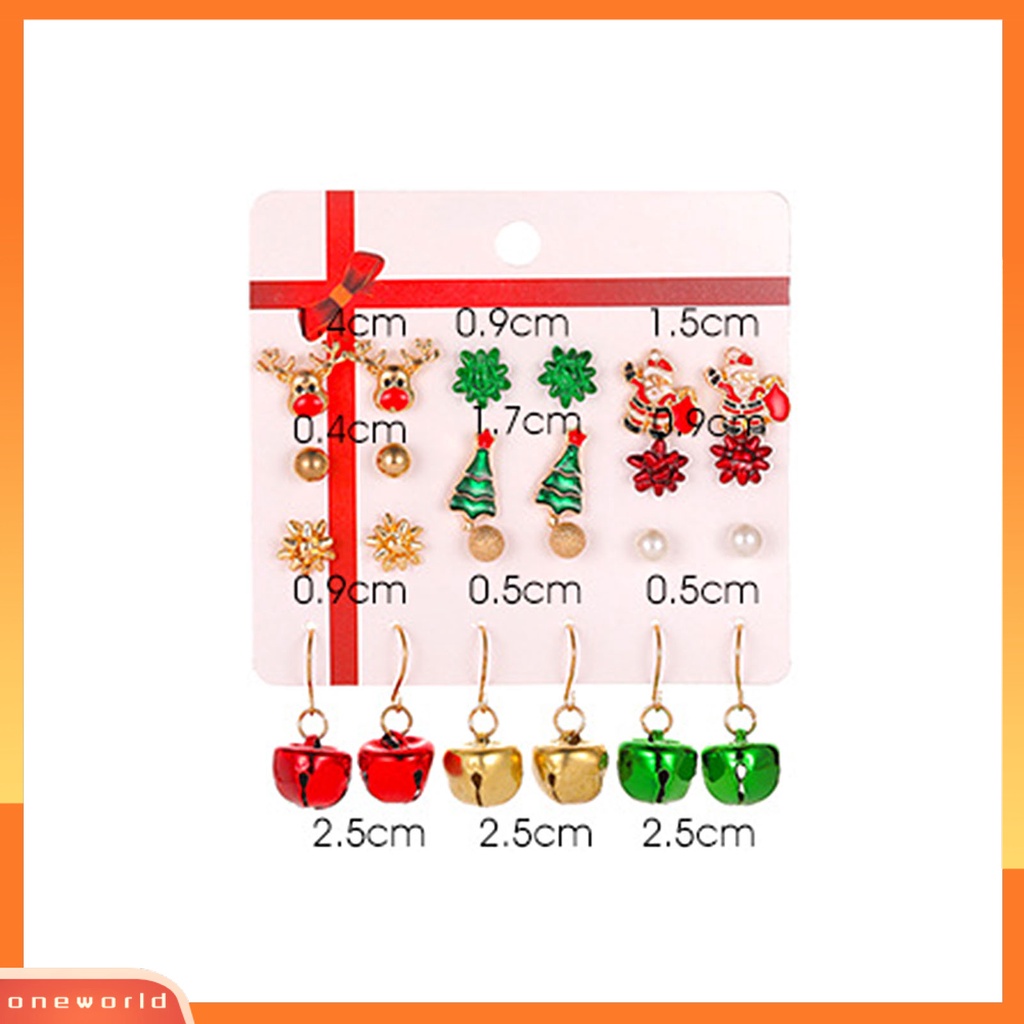 [WOD] 12pasang Anting Natal Warna-Warni Indah Bell Elk Stud Earrings Untuk Tahun Baru