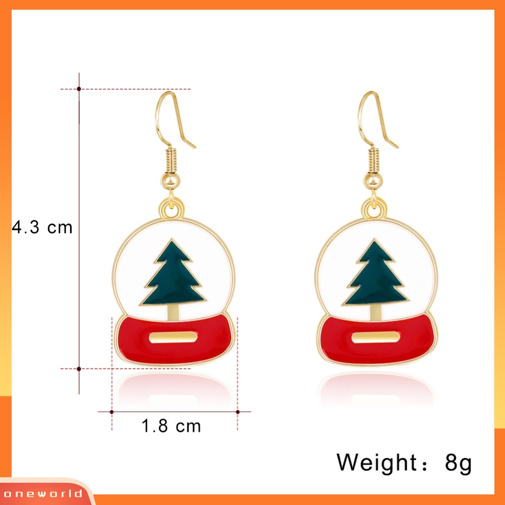 [WOD] Fashion Wanita Xmas Pohon Terukir Enamel Alloy Kait Anting Perhiasan Natal