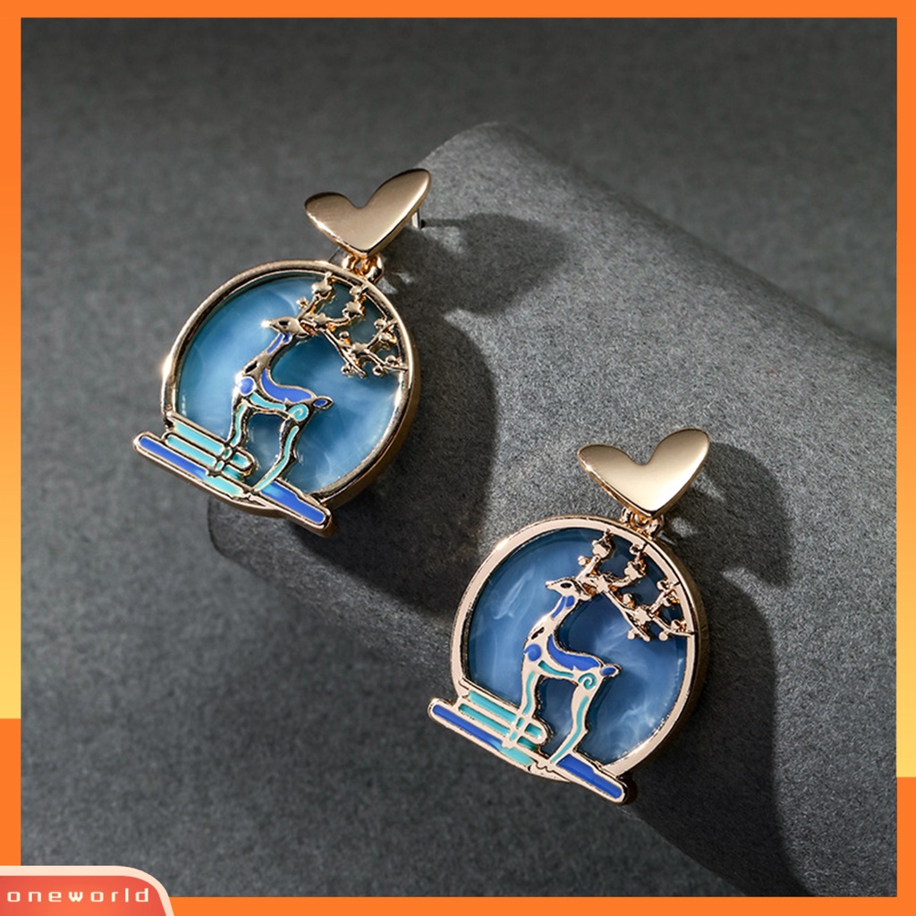 [WOD] 1pasang Ear Stud Motif Ikan Eye-catching Kait Telinga Bahan Metal Gaya China Untuk Wanita
