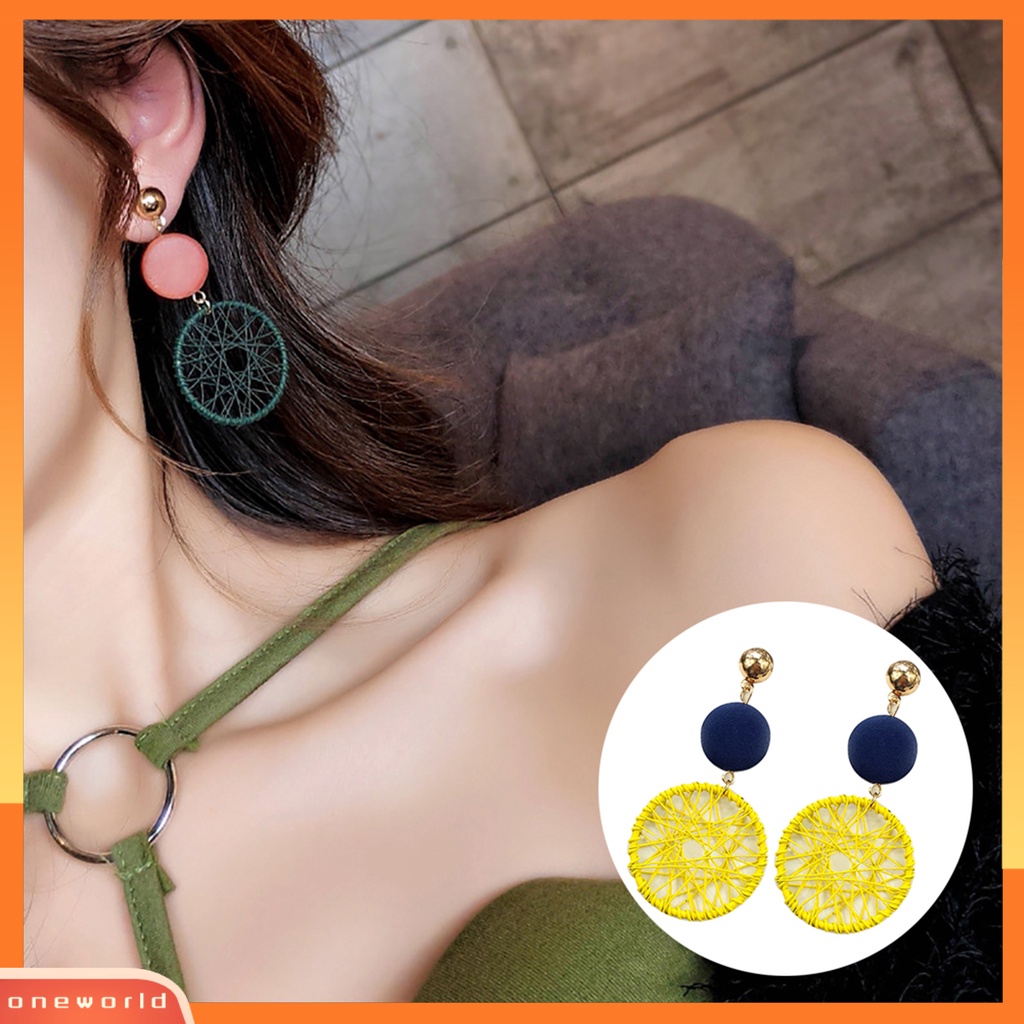 [WOD] 1pasang Kreatif Wanita Panjang Bulat Berongga Lingkaran Menjuntai Anting Club Pesta Perhiasan