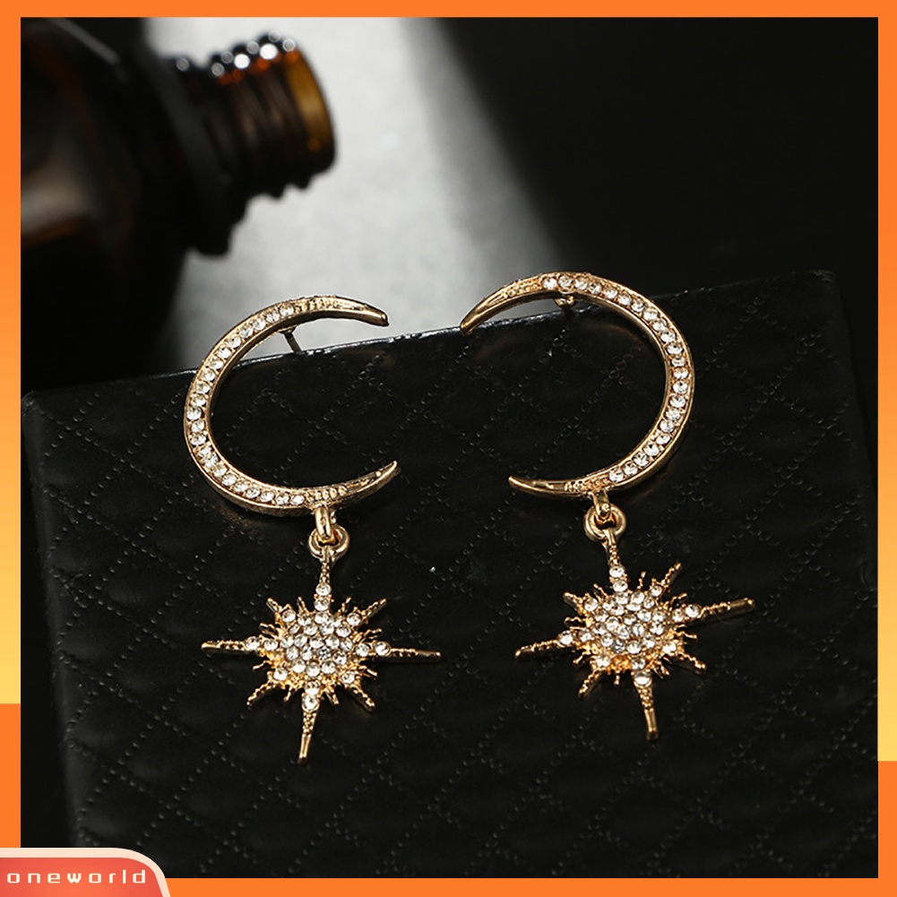 [WOD] Berlian Imitasi Bulan Berujung Delapan Anting-Anting Elegan Wanita Pernikahan Bridal Eardrop