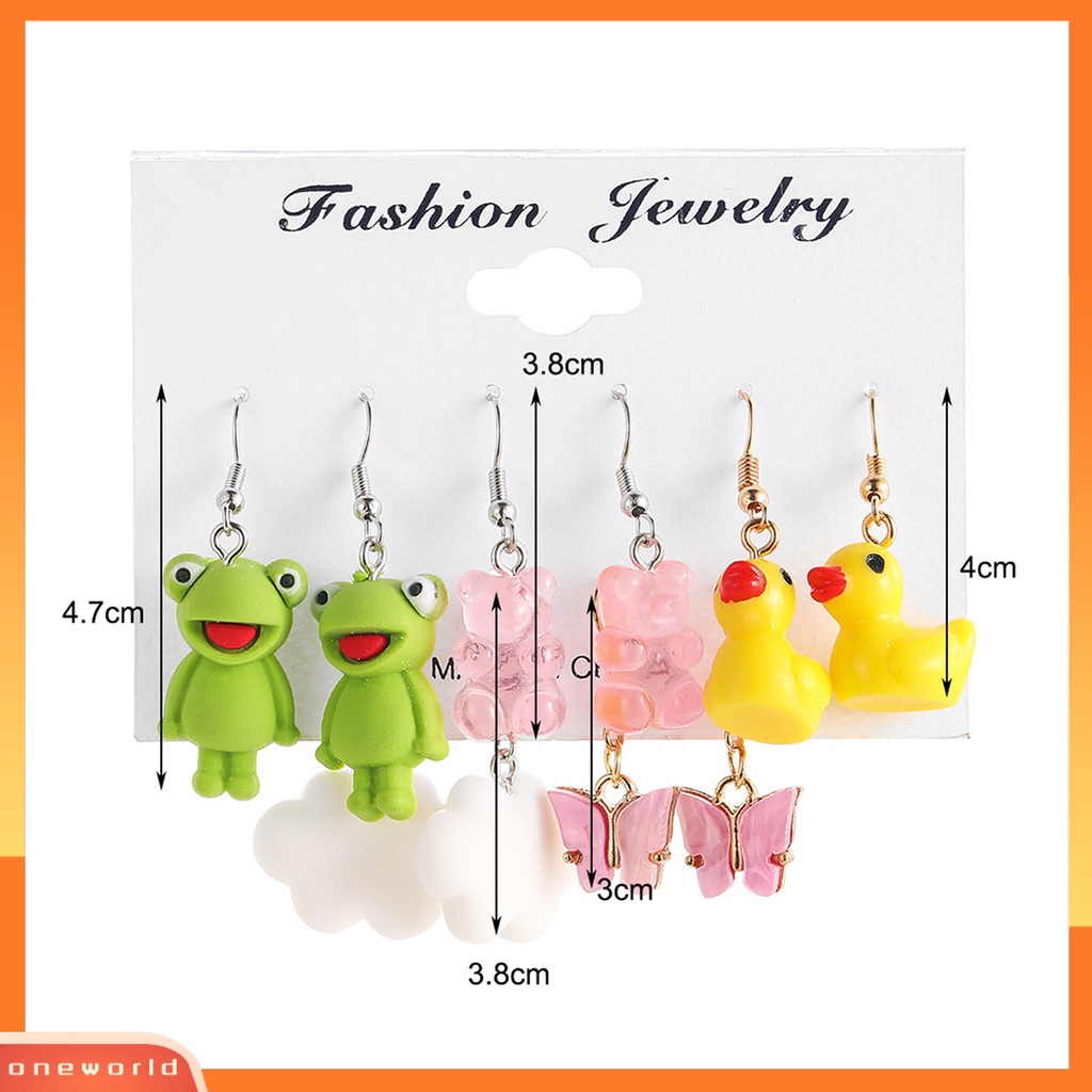 [WOD] 1set Wanita Anting Kait Individu Hewan Lucu Manis Hijau Katak Drop Earrings Aksesori Perempuan