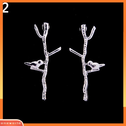 [WOD] Wanita Fashion Burung Pohon Cabang Bentuk Anting Ringkas Alloy Ear Studs Jewelry