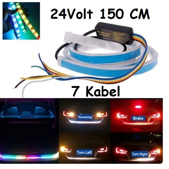 LAMPU LED BAGASI BELAKANG BUS RGB LAMPU REM TRUK 24 VOLT RGB 150 cm 150cm 24V 7 Kabel 1.5 meter