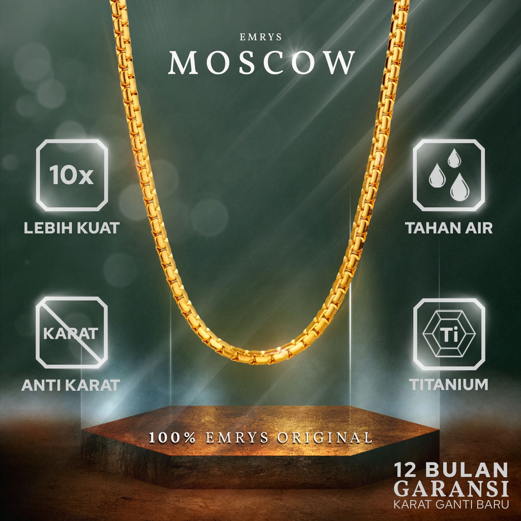 Emrys Necklace MOSCOW Real Titanium Anti Karat Kalung Titanium Pria Wanita