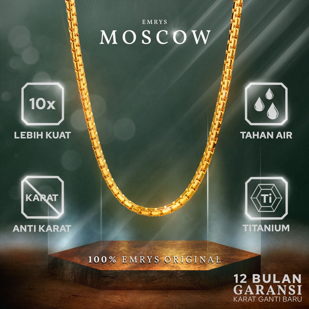 Emrys Necklace MOSCOW Real Titanium Anti Karat Kalung Titanium Pria Wanita