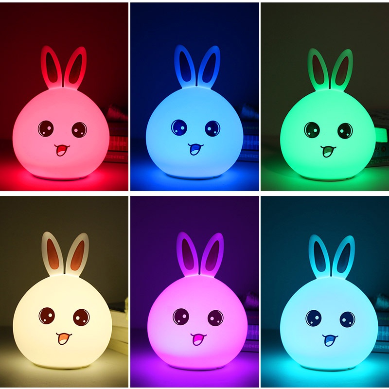 AVVIC Lampu Tidur Karakter Silikon Silicone Lamp LED RGB Night Light Rechargeable Pat Sensor