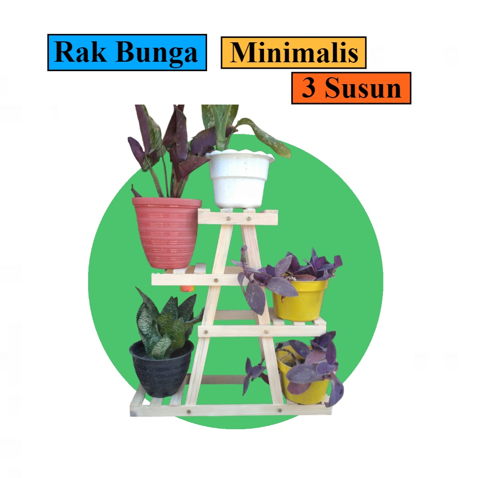 Rak bunga minimalis dari kayu halus murah, tempat pot bunga di luar maupun dalam ruangan