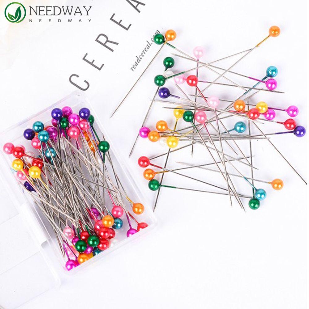 Needway Dressmaking Pins Colorful 100PCS/lot Bulat Mutiara Kepala DIY Aksesoris Pernikahan Pin Lurus