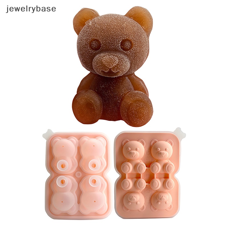 [jewelrybase] 2 /4 Grids 3D Bentuk Beruang Kecil Cetakan Es Batu Ice Tray Untuk Whiskey Cocktail Boutique